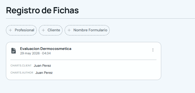 Tarjeta de un registro de ficha en la lista