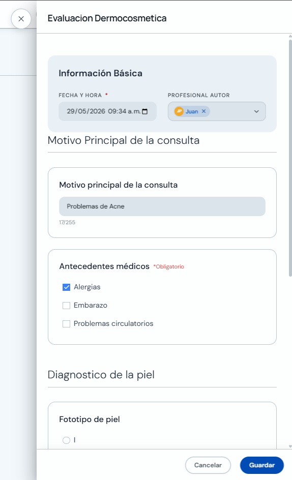 Formulario para editar un registro de ficha