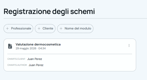 Scheda di un registro nella lista