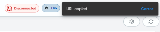 URL Copied notification after copying the link