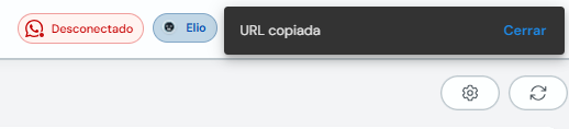 Notificação Url Copiada após copiar o link